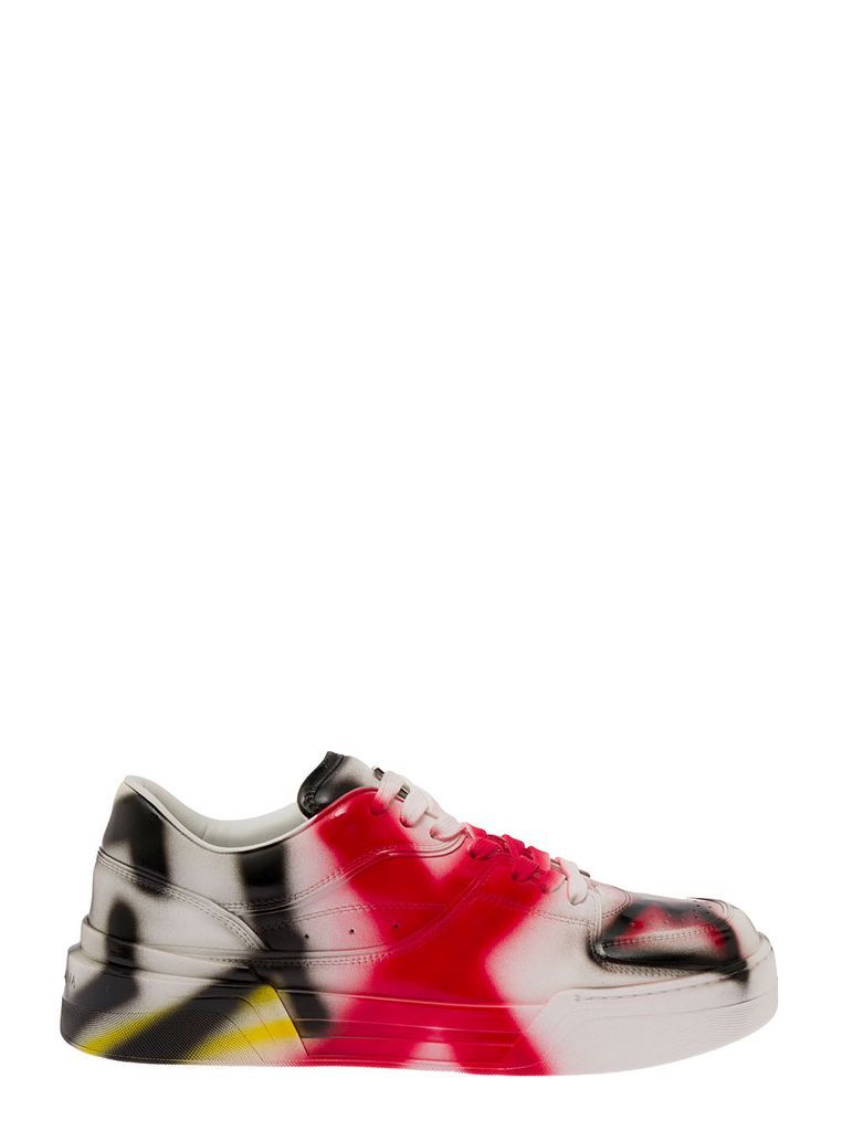 New Roma Multicolor All-Over Graffiti Sneakers In Leather Multicolor Man Dolce & Gabbana