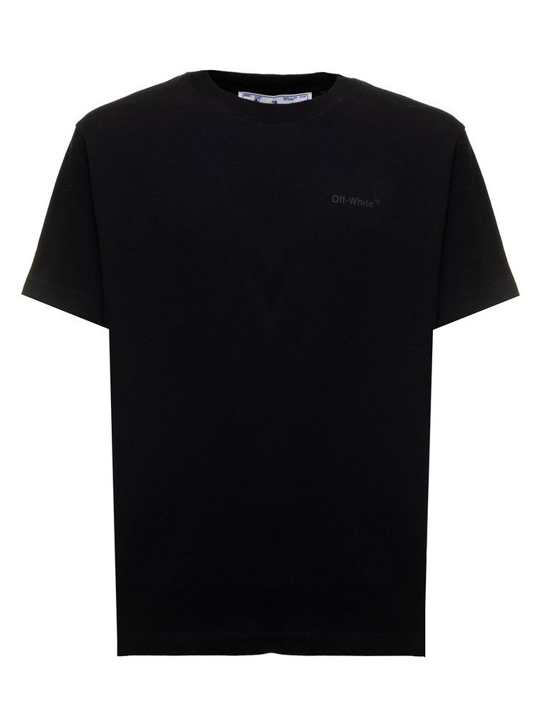 Off White Mans Black Cotton T-Shirt With Diag Print