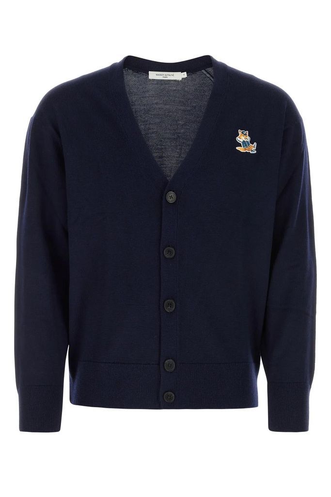 Navy Blue Wool Cardigan