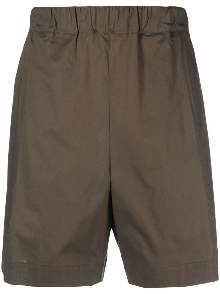 Olive Green Stretch-Cotton Shorts