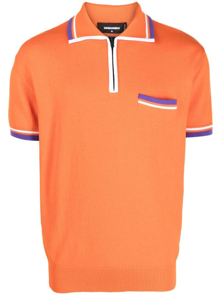 Orange Cotton-Silk Blend Polo Shirt