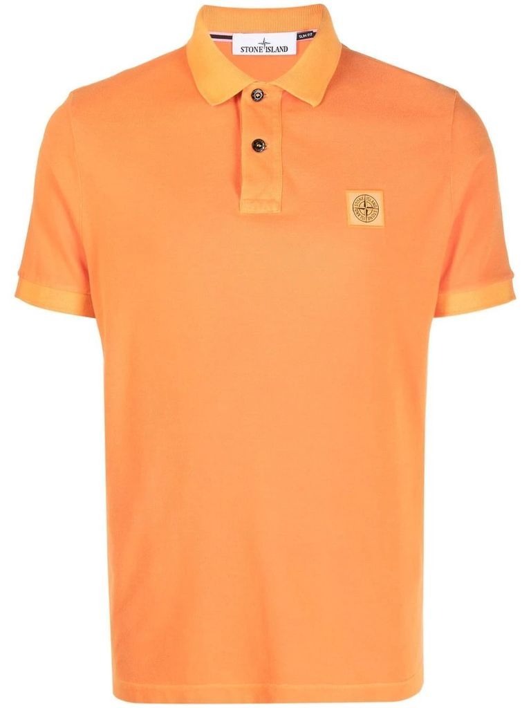 Orange Pigment Dyed Slim Fit Polo Shirt