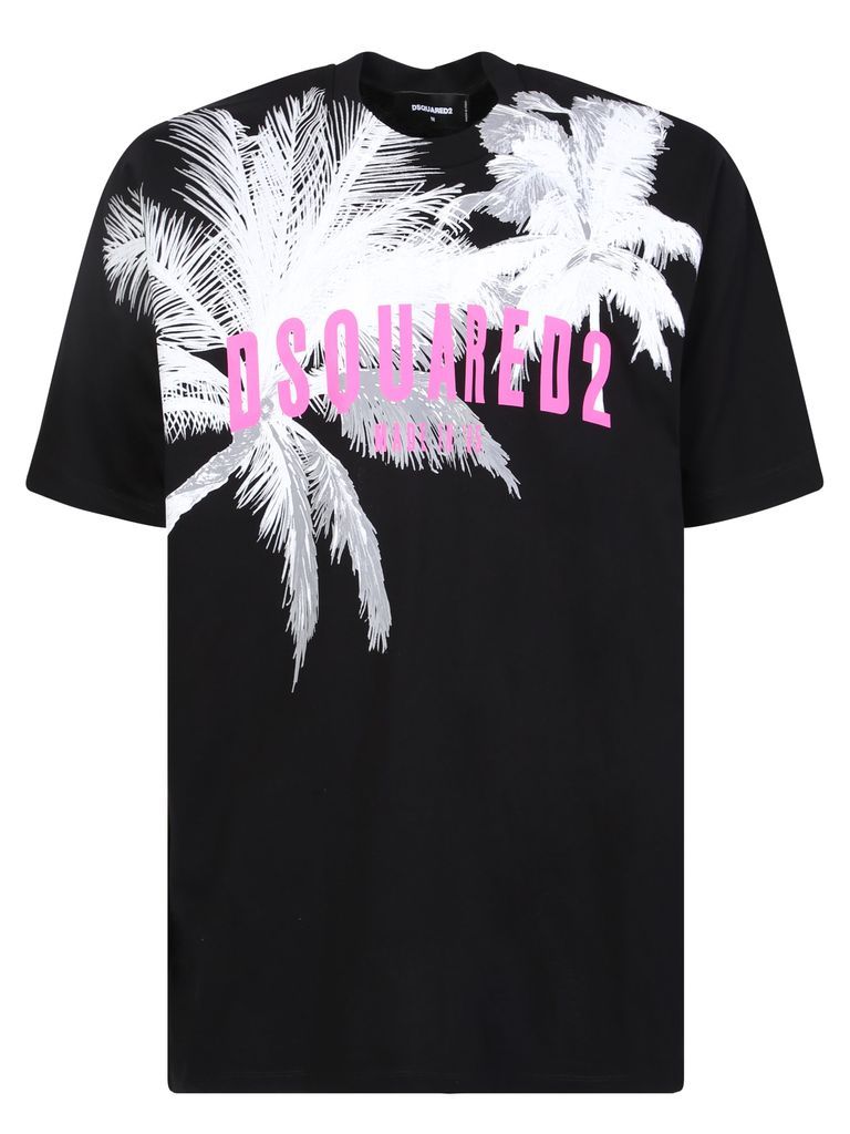 Palm Tree Detail Black T-Shirt