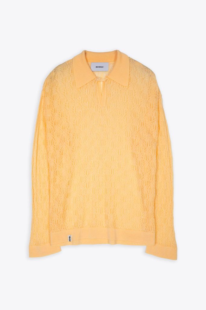 Oversized Knit Polo Peach-Coloured Knitted Polo Shirt - Knitted Polo
