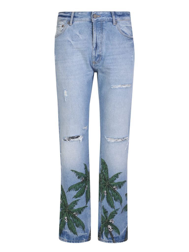Palm Print Jeans