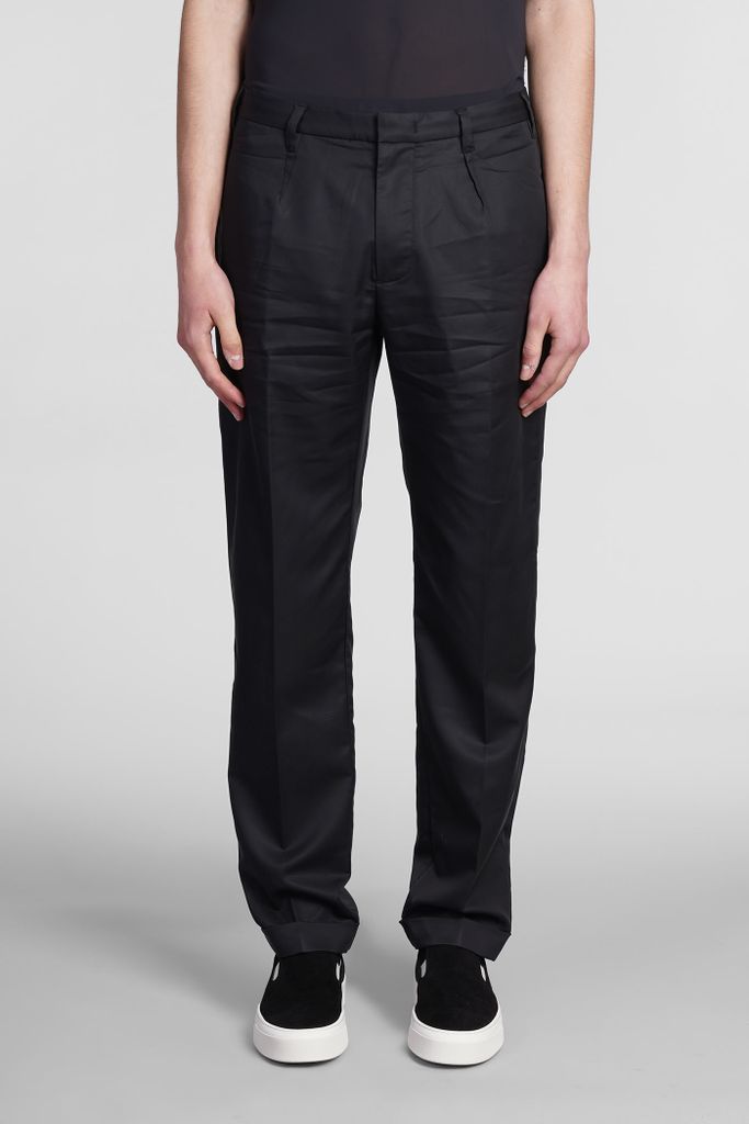 Pants In Black Wool And Polyester