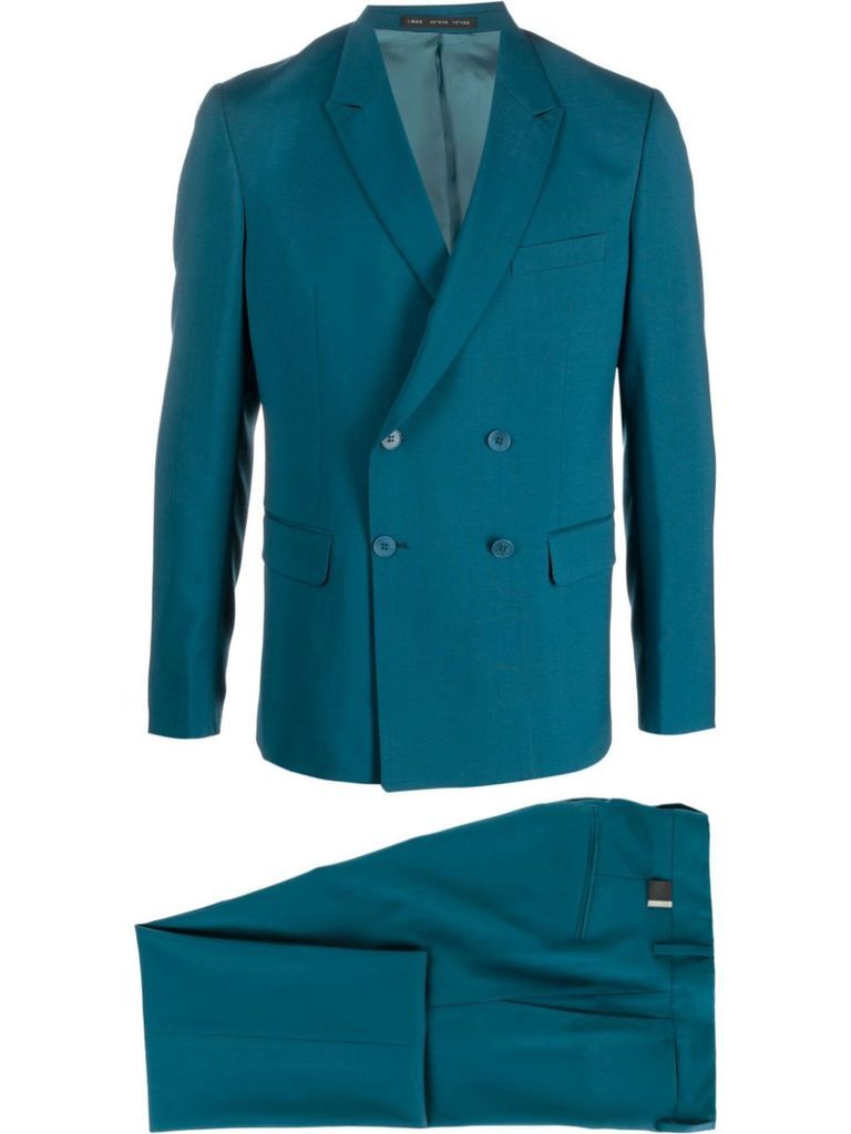 Petrol Green Wool Double-Breasted Wool Suit