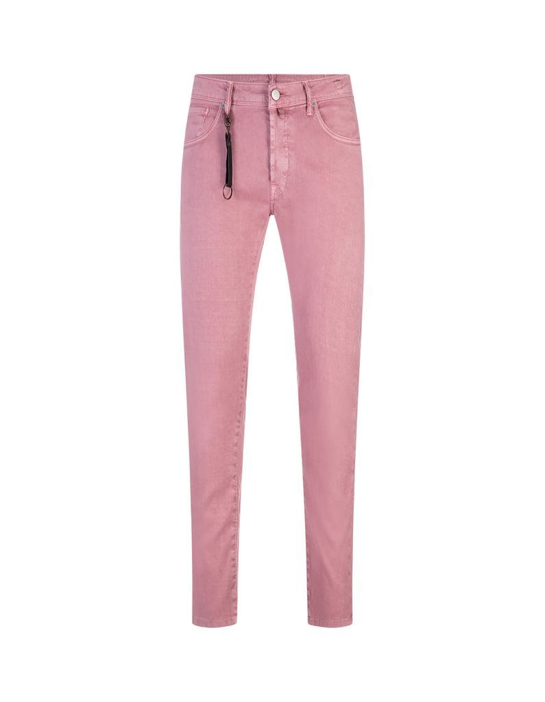 Pink Linen Slim Fit Trousers