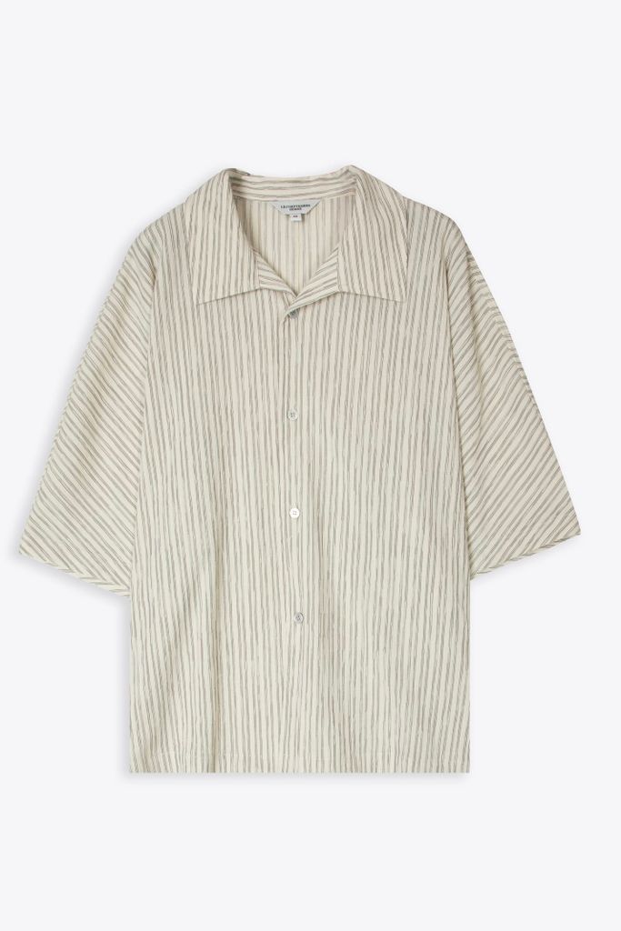 Pleats Texture Shirt Ivory White Striped Pleated Shirt - Pleats Texture Shirt