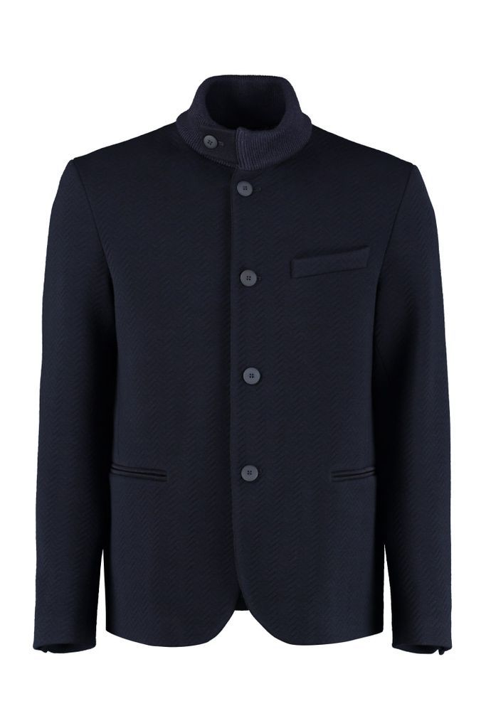 Quilted Single-Breasted Wool Jacket