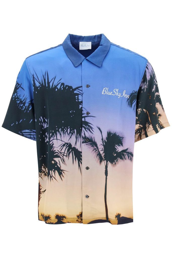 Printed-Satin Bowling Shirt
