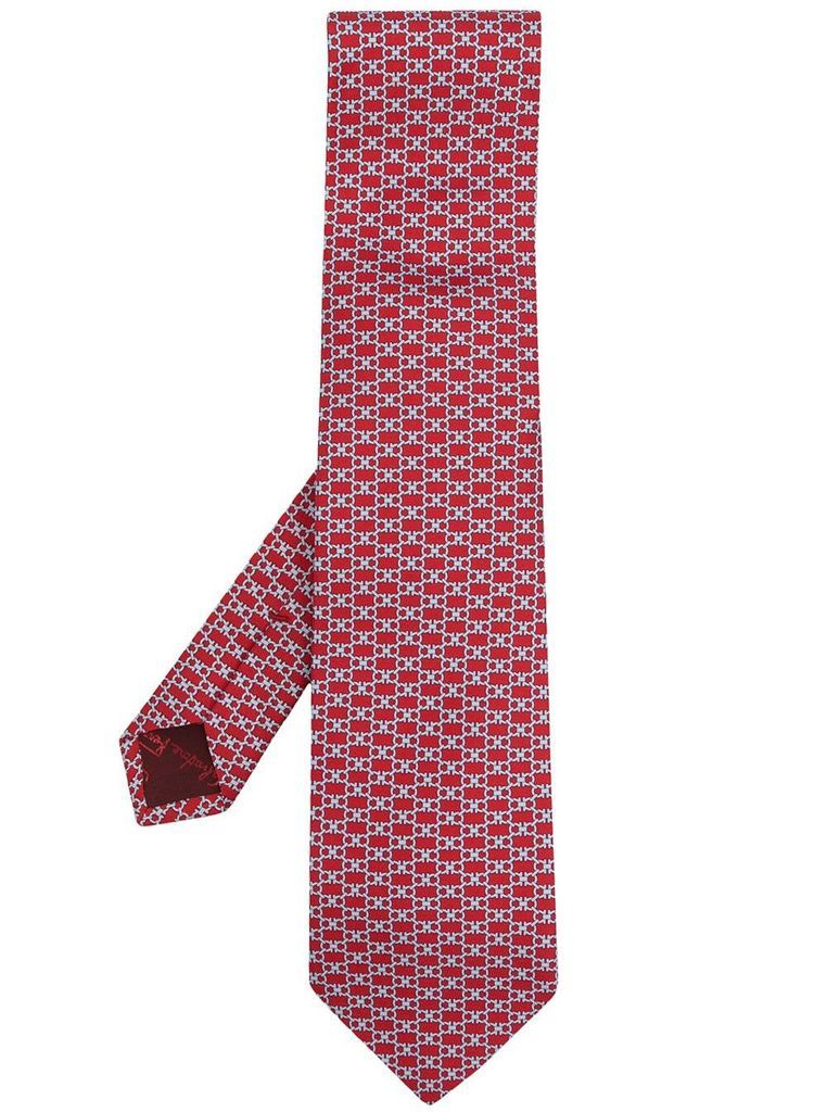 Red Gancini Jacquard Tie In Silk Man