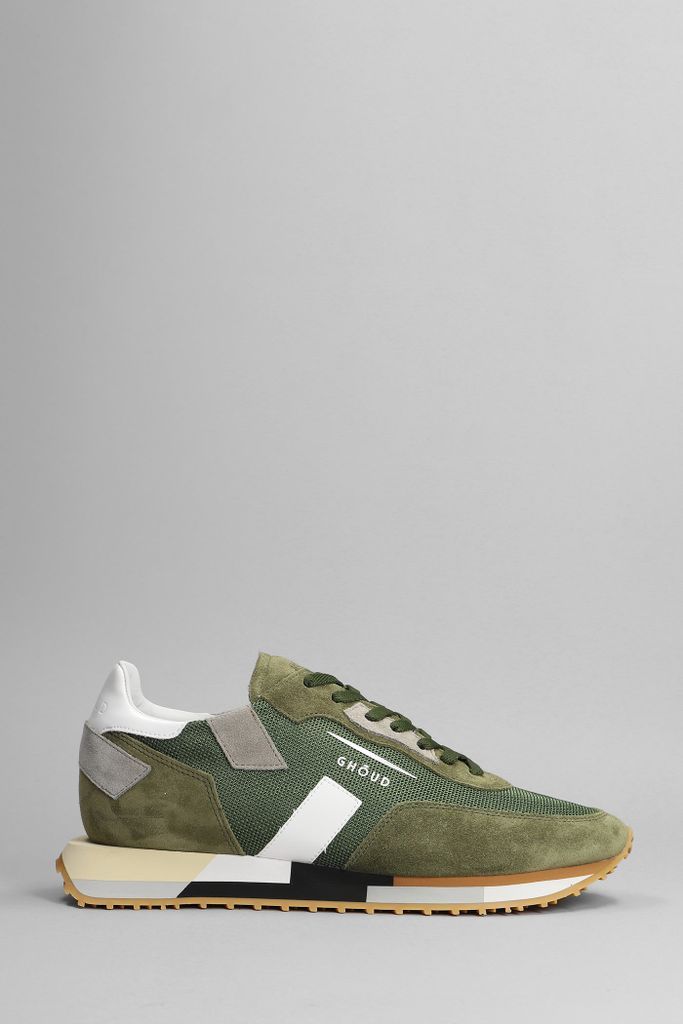 Rush Multi Sneakers In Green Suede And Fabric