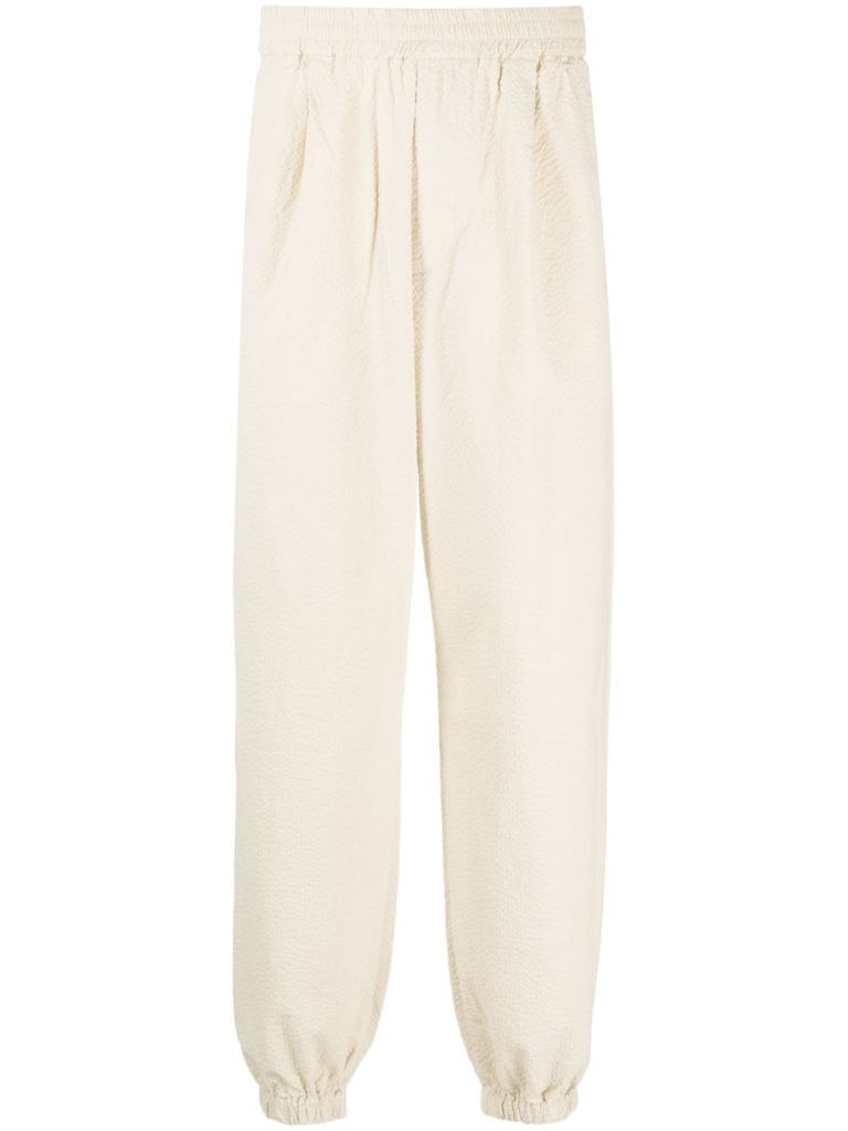 Seersucker Straight-Leg Trousers