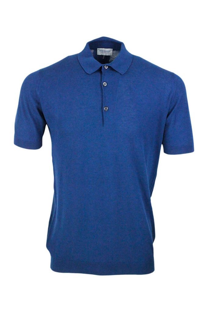 Short-Sleeved Polo Shirt In Extrafine Piqué Cotton Thread With Three Buttons