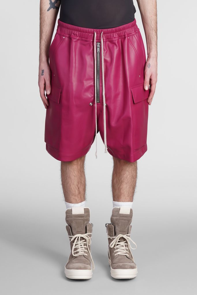 Shorts In Fuxia Leather