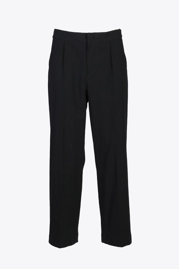 Single Pleat Trouser Black Cotton Pleated Pant - Single Pleat Trouser