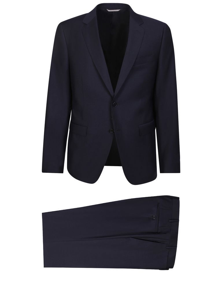 Single-Breasted Blue Wool Suit