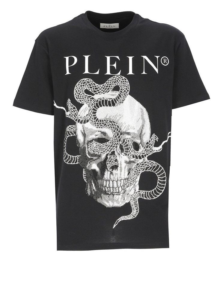 Snake-Printed Shirt-Sleeved T-Shirt