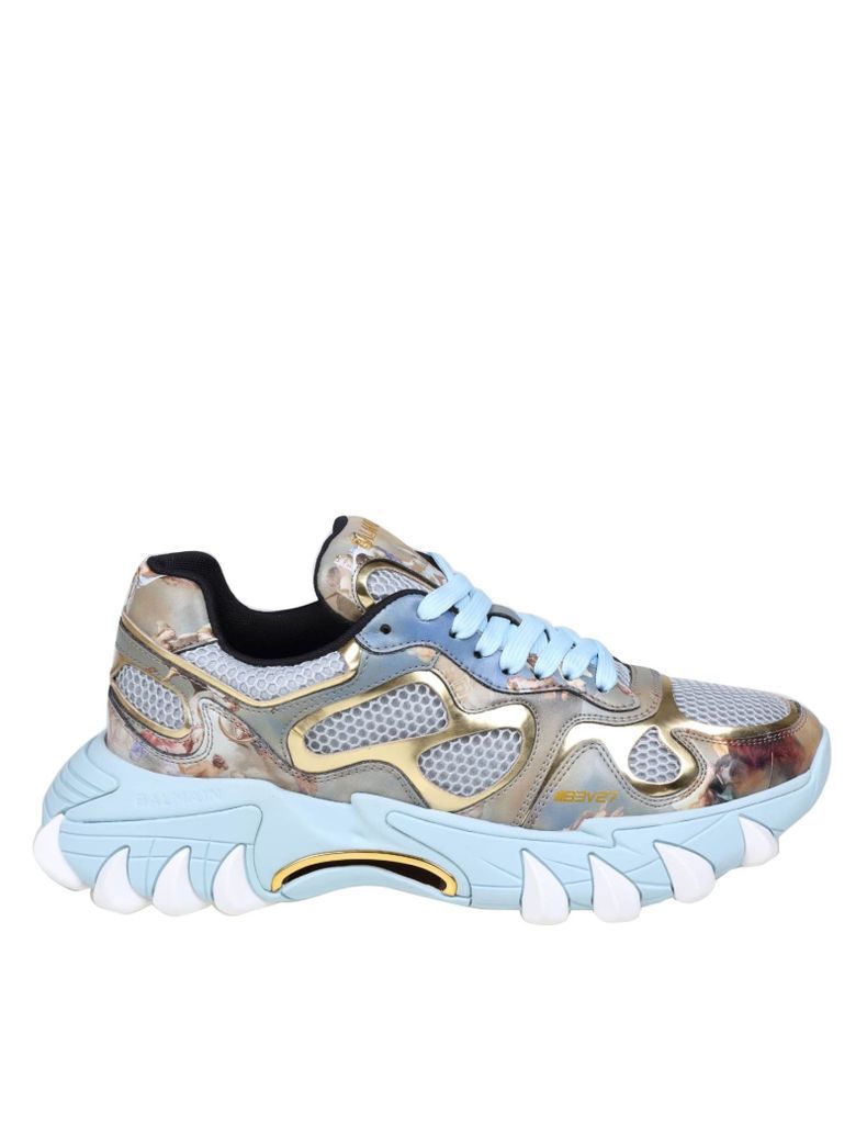 Sneakers B- East In Printed Leather And Mesh