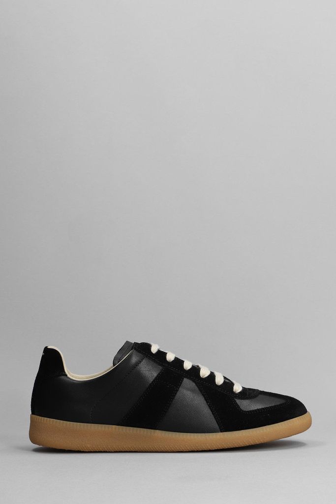Sneakers In Black Suede And Leather