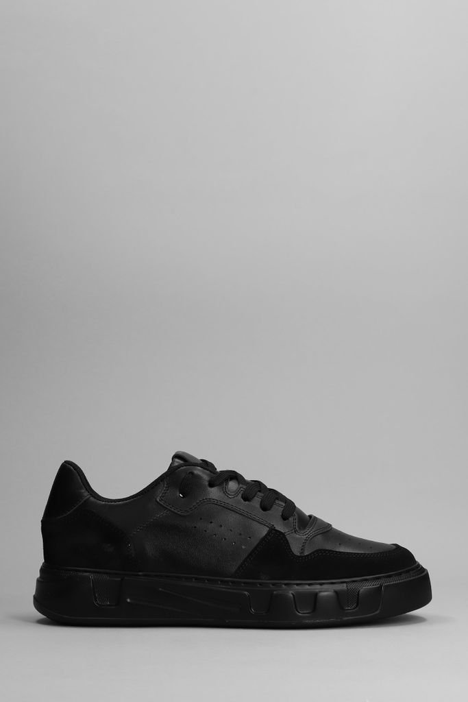 Sneakers In Black Suede And Leather