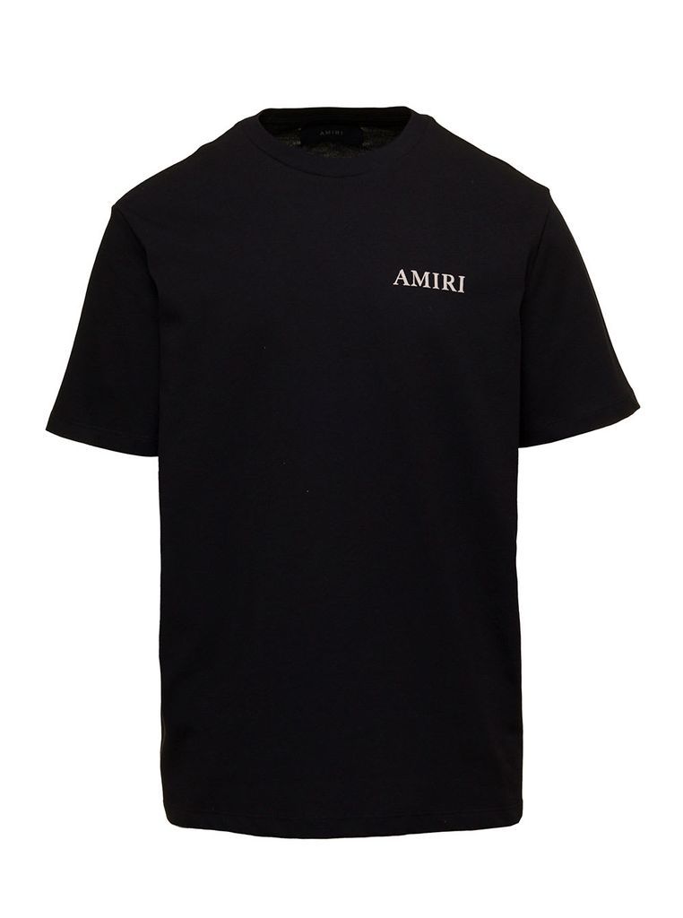 Puff Black T-Shirt With Logo In Cotton Man Amiri