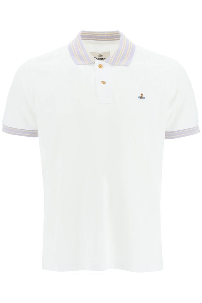 Stripe Polo Shirt With Orb Embroidery
