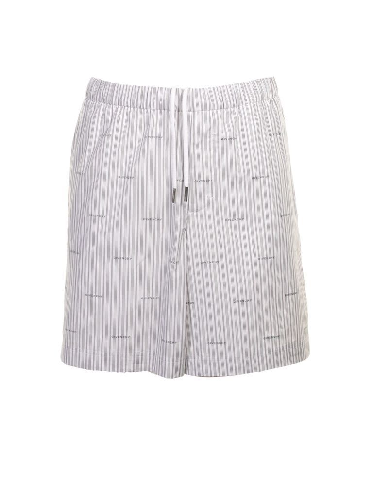 Striped Shorts With Logo Signatures