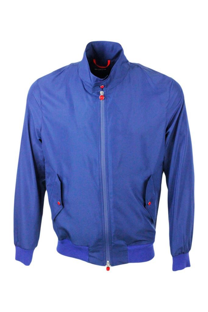 Super Light Bomber Jacket In Very Soft Technical Fabric With Heat-Sealed Zip Closure With Logo On The Zip Puller And Cotton Knit Bottom And Cuffs