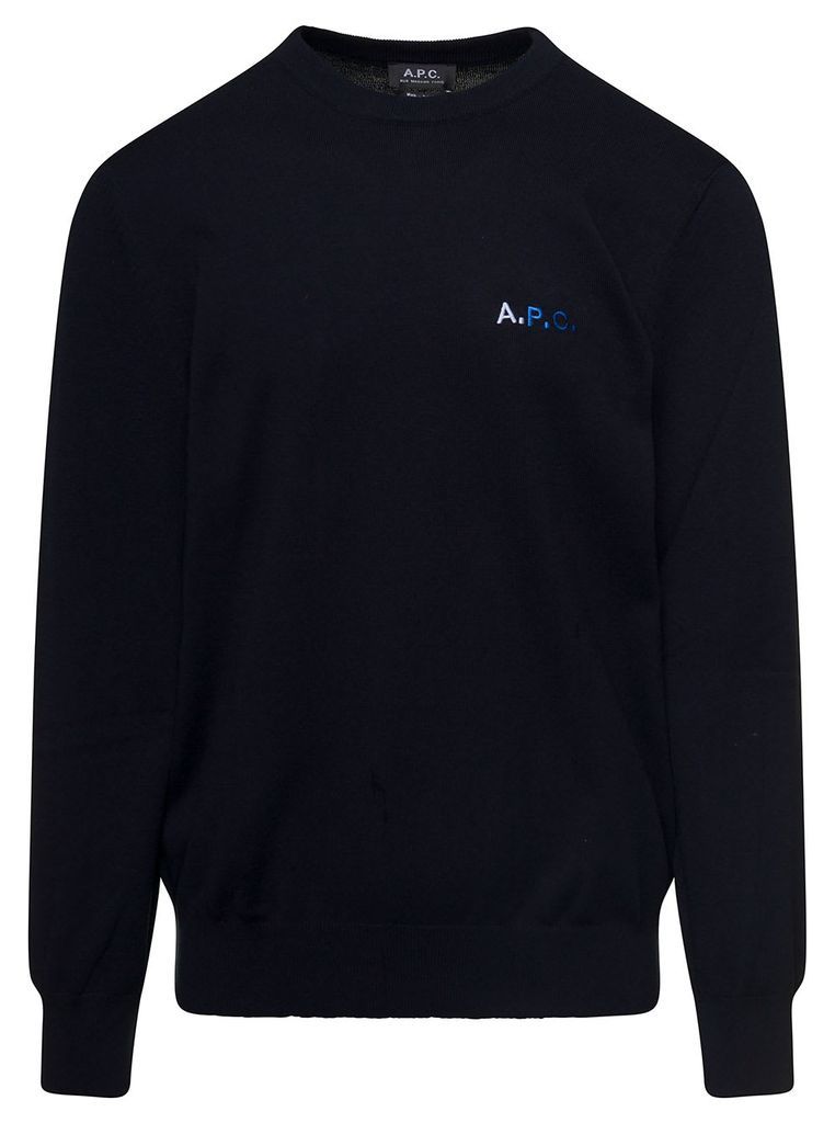 Sylvain Blue Pullover With Embroidered Logo In Cotton Man