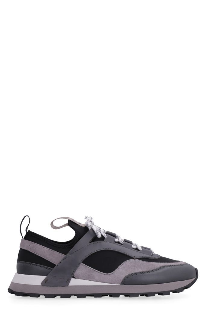 Techno Fabric And Leather Sneakers