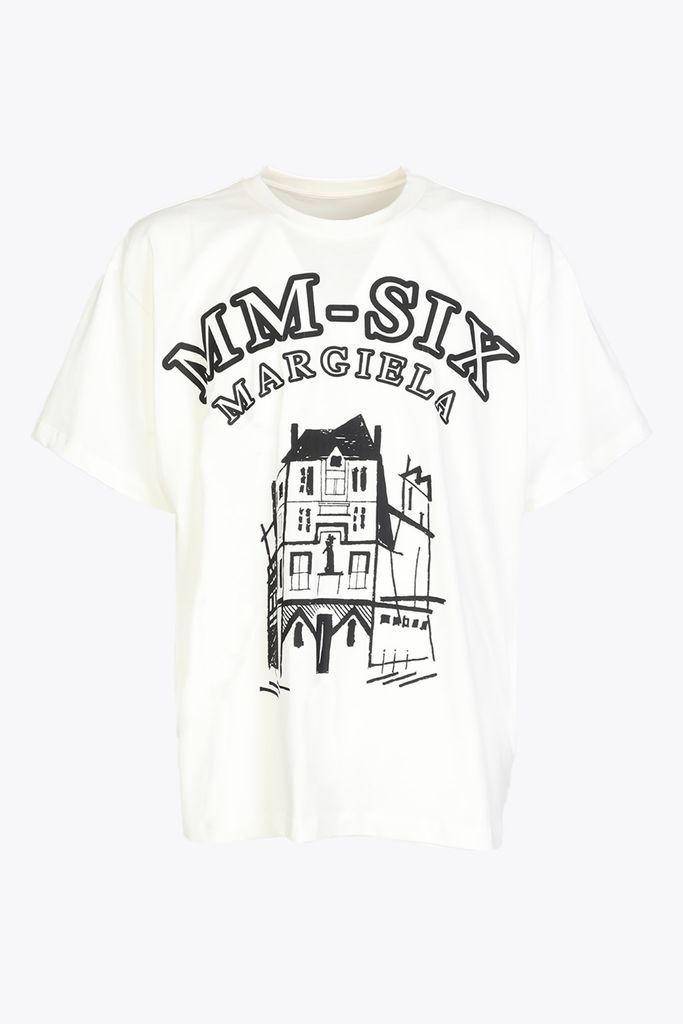T-Shirt White Cotton Oversized T-Shirt With Print