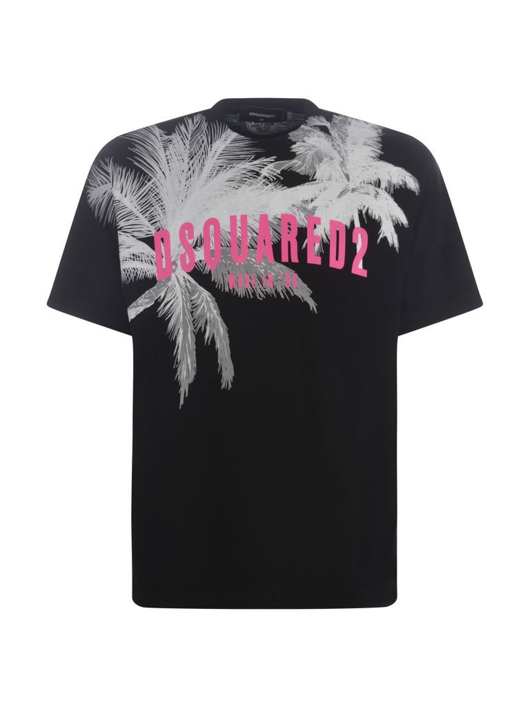T-Shirt Dsquared2 Palms In Cotton