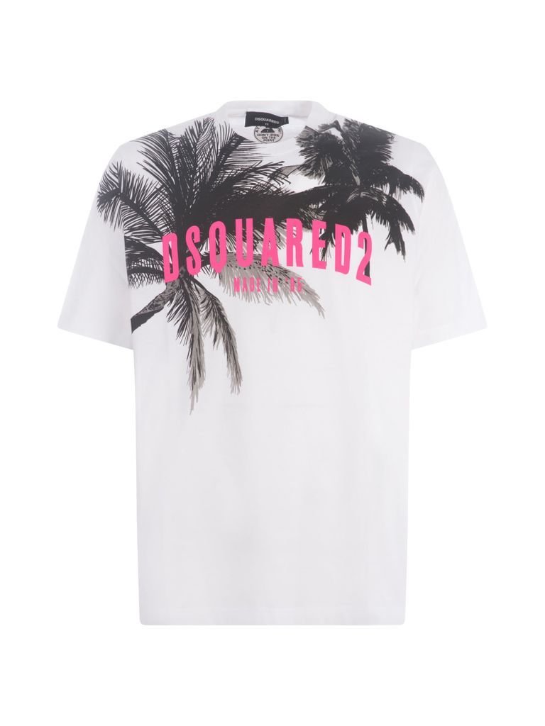 T-Shirt Dsquared2 Palms In Cotton