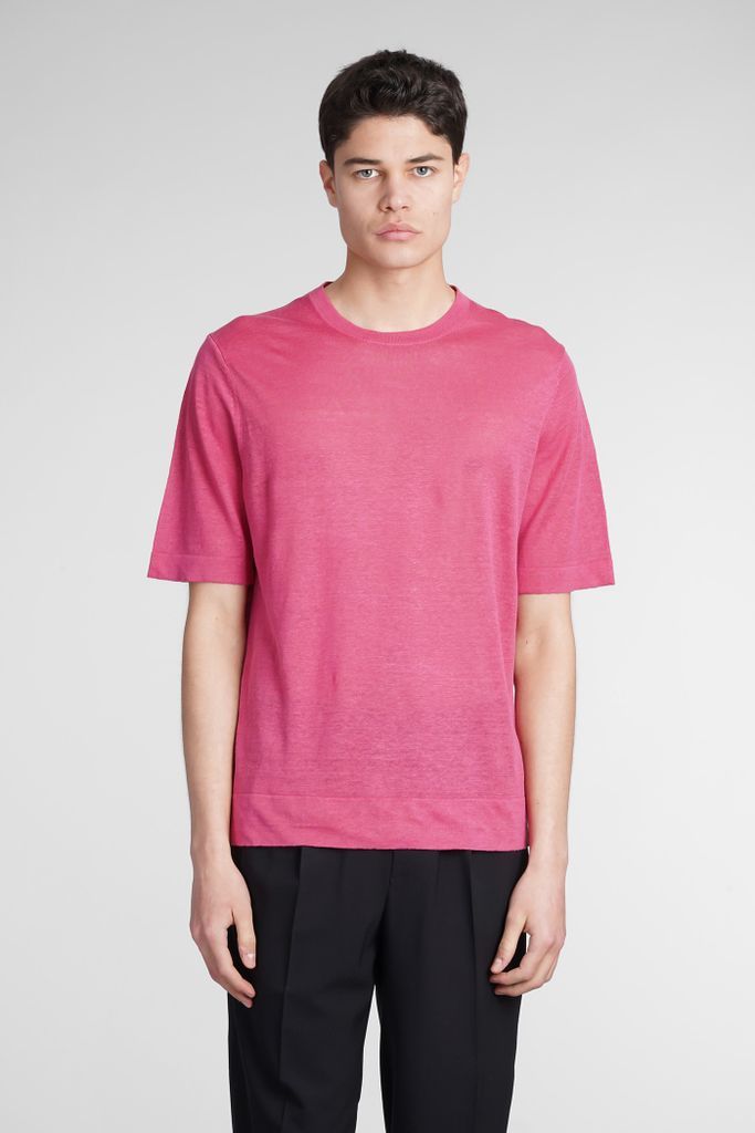 T-Shirt In Rose-Pink Linen