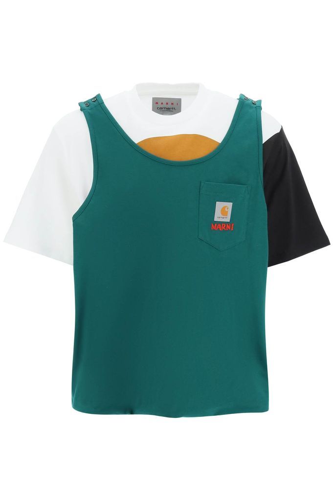 T-Shirt With Sewn-In Tank Top