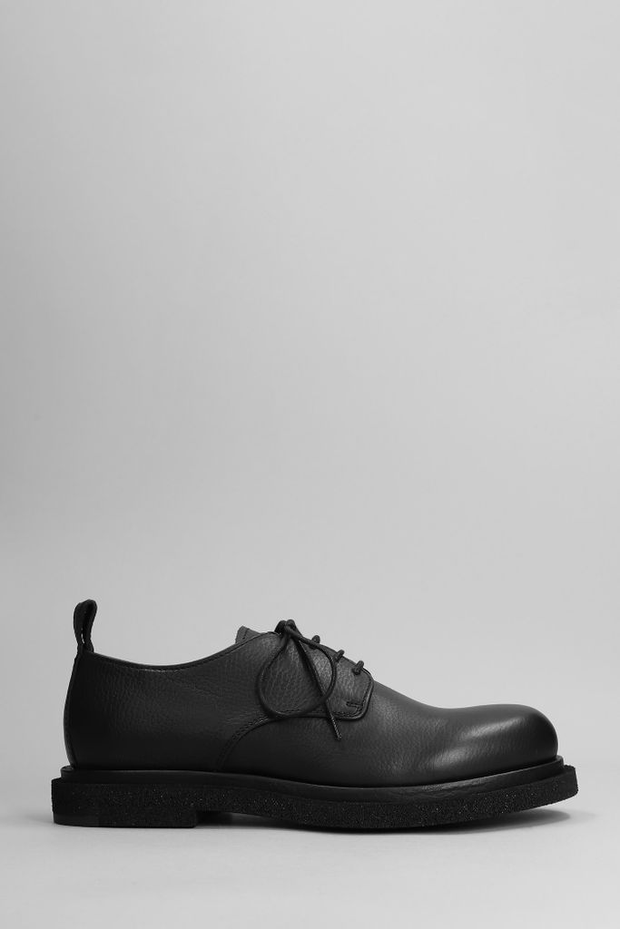 Tonal Lace Up Shoes In Black Leather