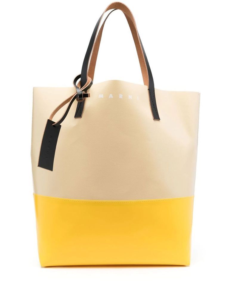 Tribeca Shopping Bag In Beige And Yellow