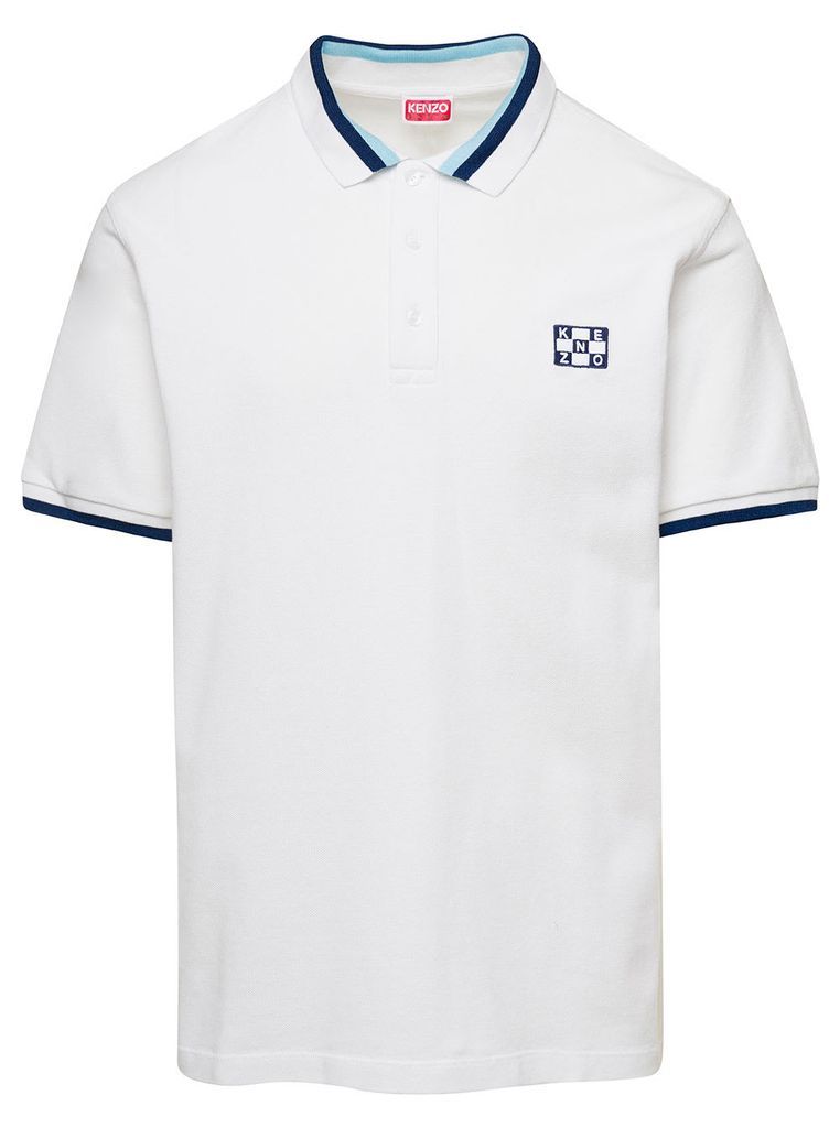 White Nautical Polo-T-Shirt In Cotton Man