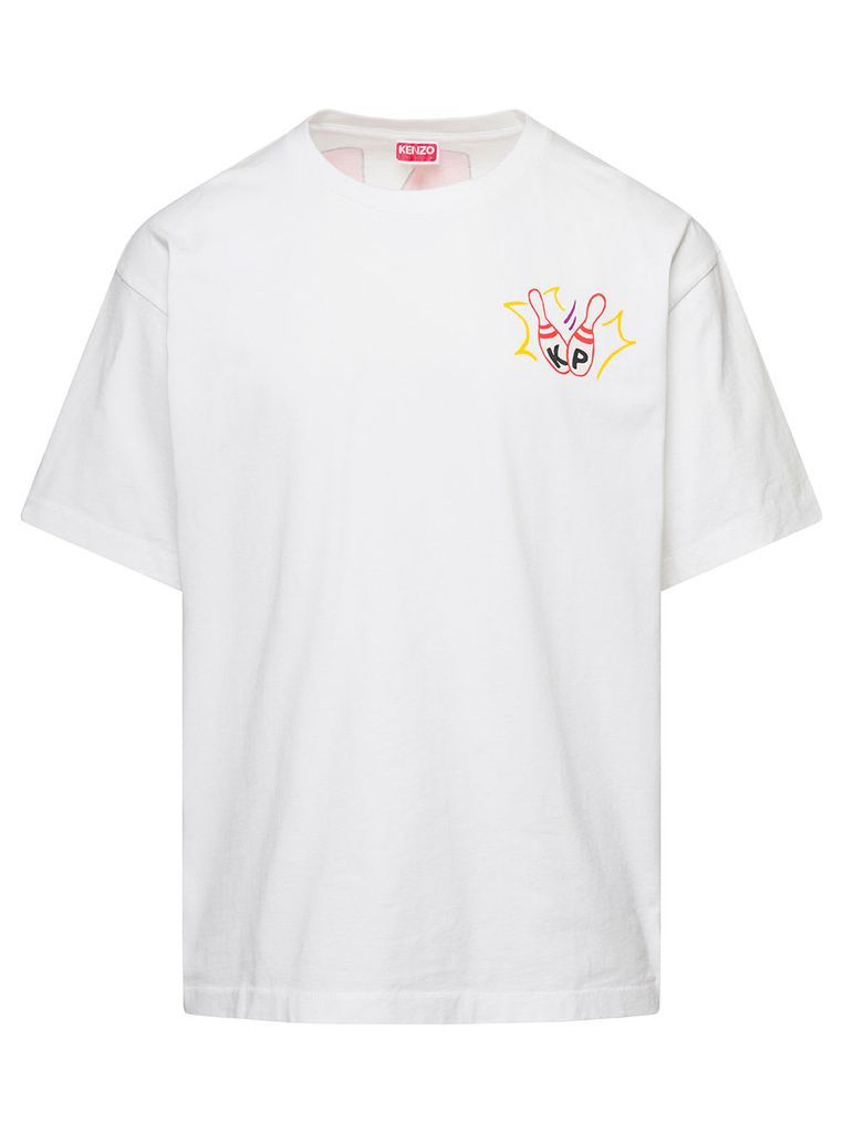 White Oversize Bowling Team T-Shirt In Cotton Man