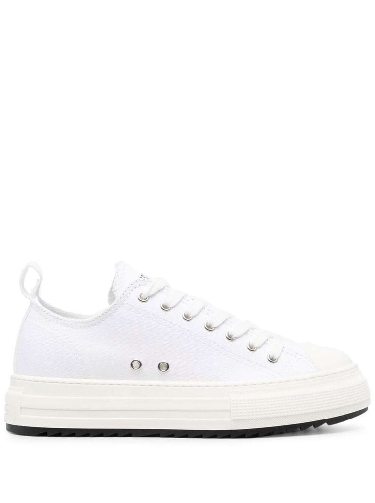 White Low-Top Sneakers With Logo In Cotton Man