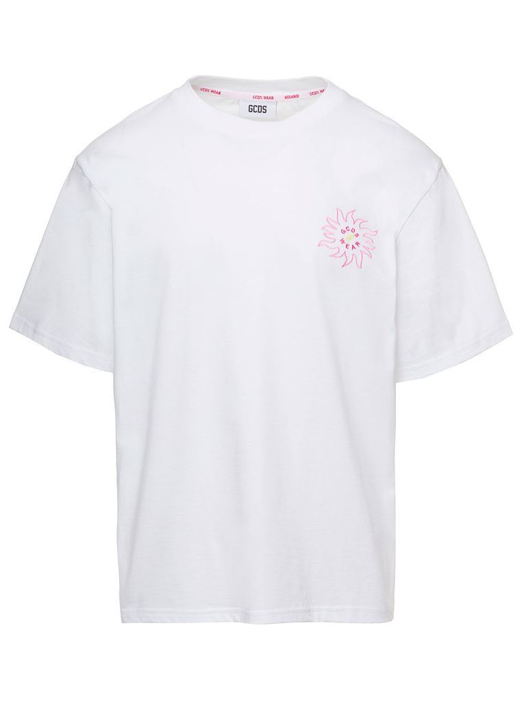White T-Shirt With Graphic Print In Cotton Man