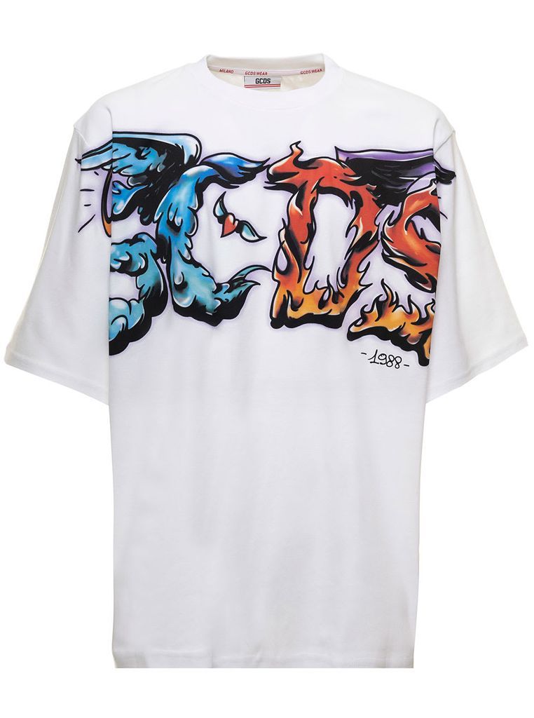 White Oversize Heave & Hell T-Shirt In Jersey Man