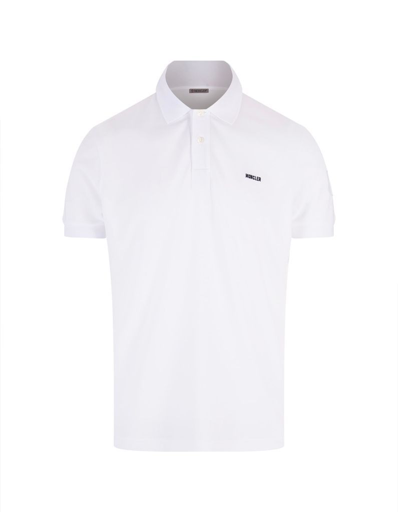 White Short-Sleeved Polo Shirt With Embroidered Logo