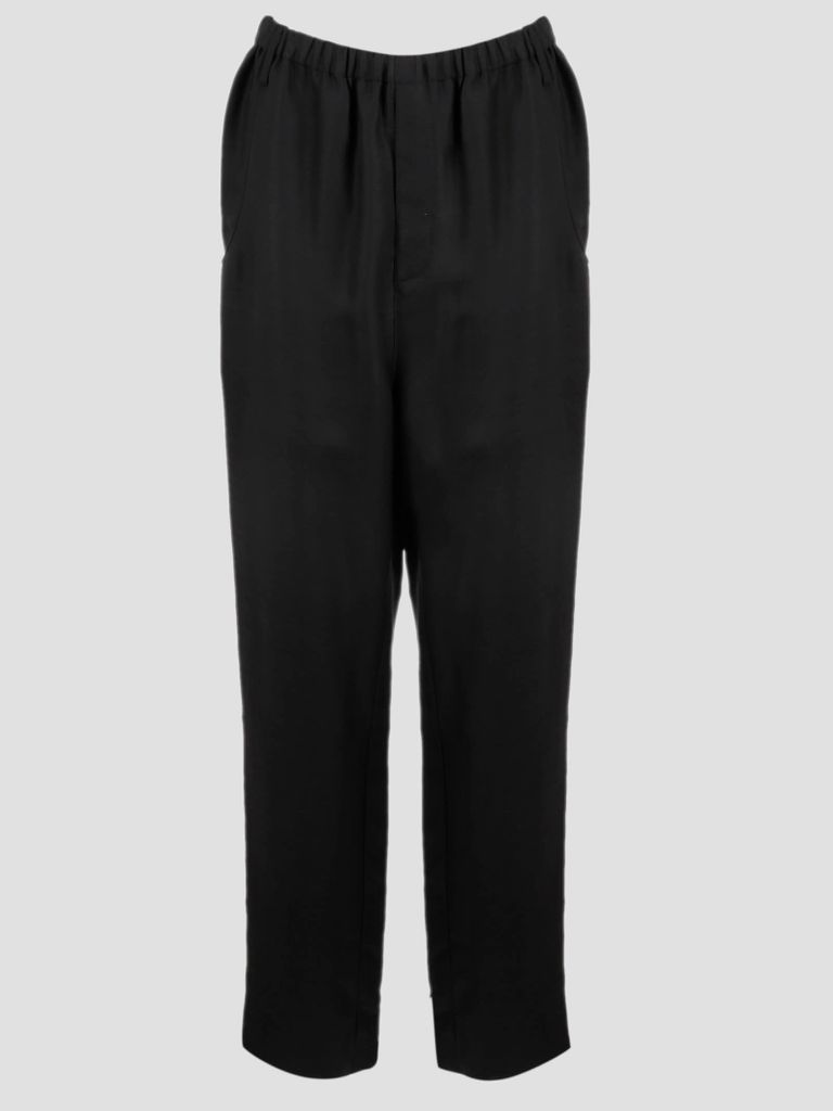 Viscose And Ramie High-Waisted Trousers