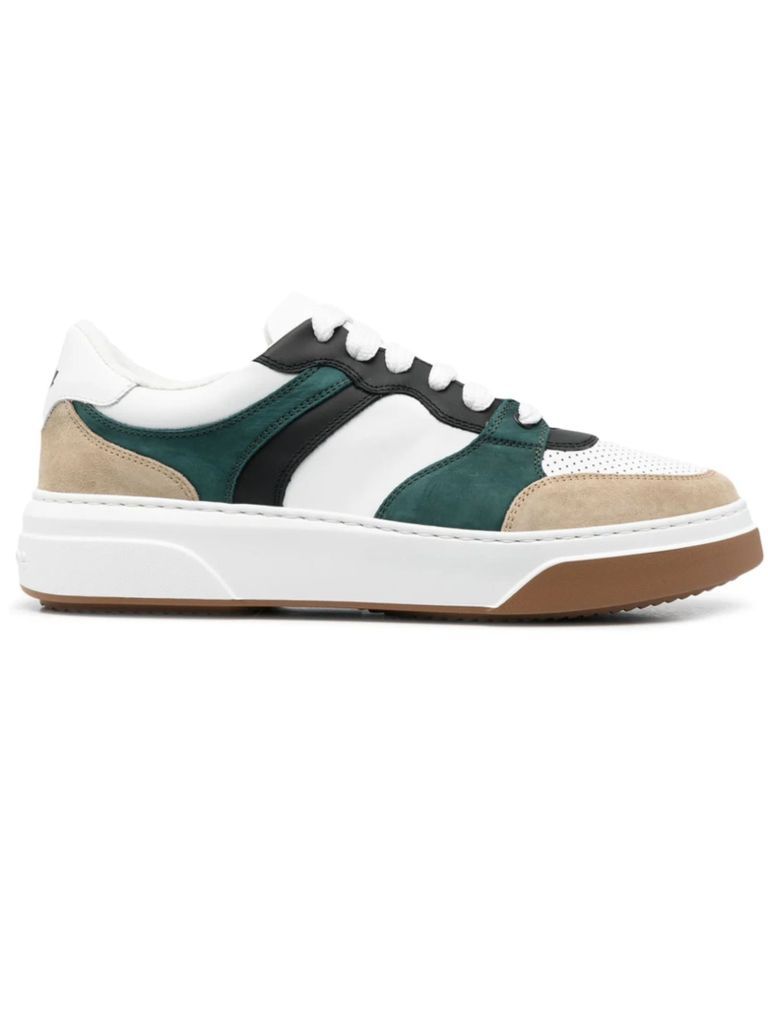 White And Green Leather Sneakers