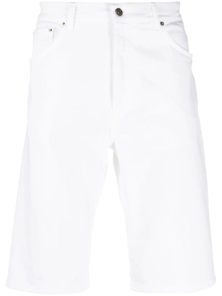 White Cotton Blend Denim Shorts
