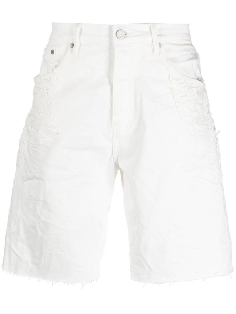 White Cotton Blend Shorts