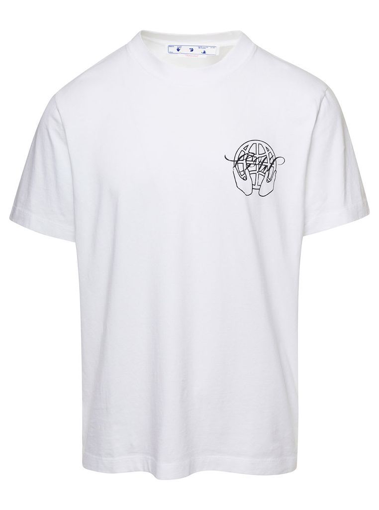 White Hand Arrow Print T-Shirt In Cotton Man